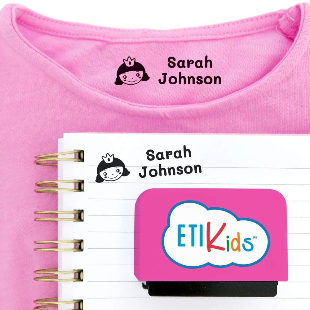 Haberdashery Online Custom Textile Stamp Designed for Kids Clothes. Clothing Stamp for Daycare, Nursing Homes and School Books. Incluyed 118 inch White Clothes Labels. Dermatologic Ink Tested!