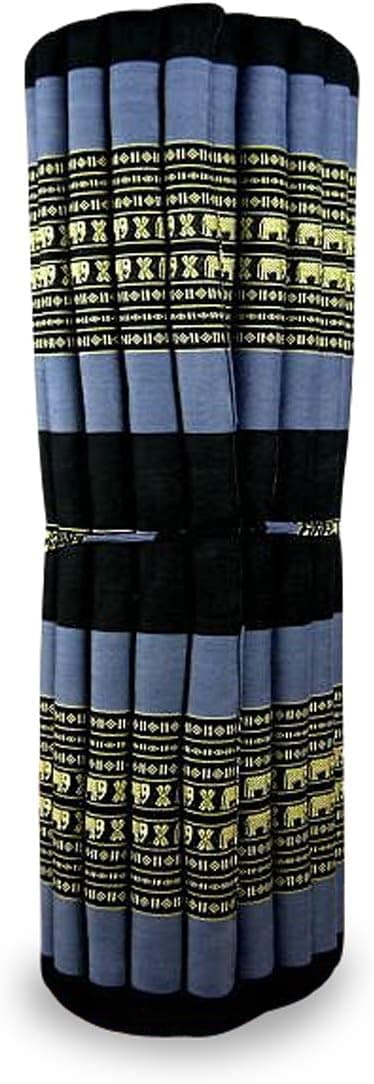 LivAsia Thai Mat, 79x44x2 inches (LxWxH), Roll Mattress, 100% Kapok Filling for Yoga, Massage, Fitness and Relaxation