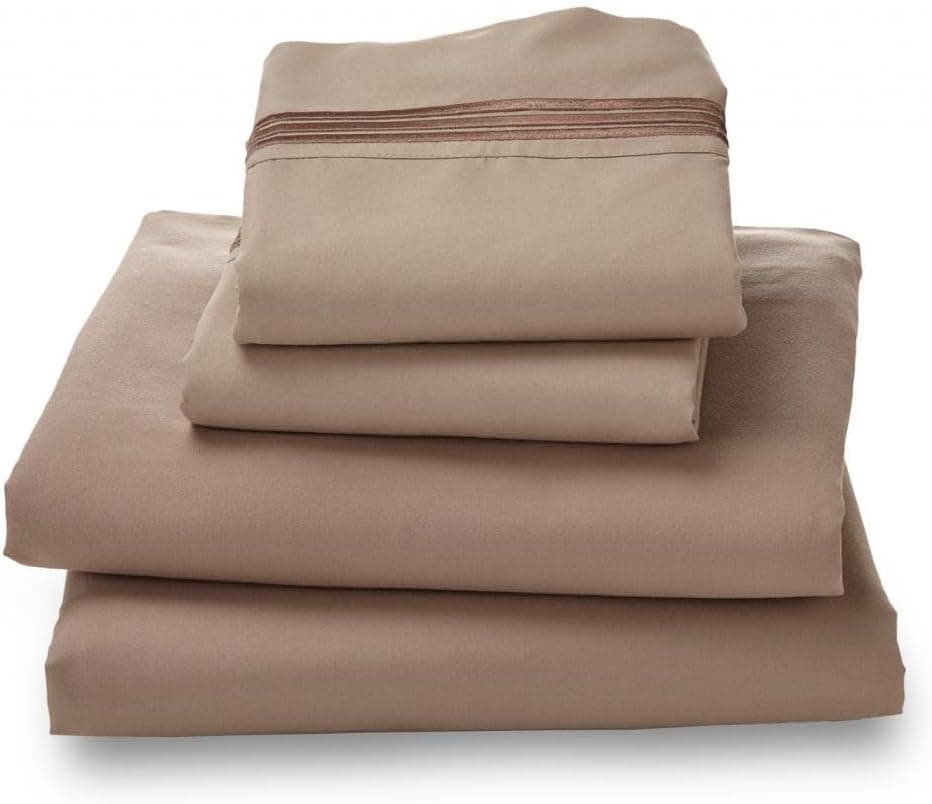 Where The Polka Dots Roam Microfiber Easy Care Luxury Sheet Set, Queen, Khaki