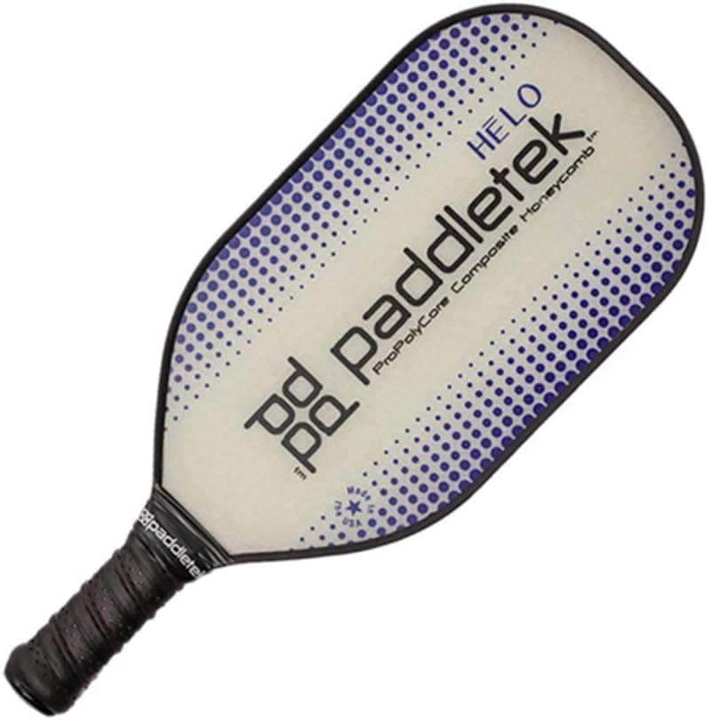 Paddletek Fiberglass Pickleball Paddle - HELO Paddle with Polymer Honeycomb Core and Cushion Contour Grip, Blue, Standard 7.6-8.2 Ounces