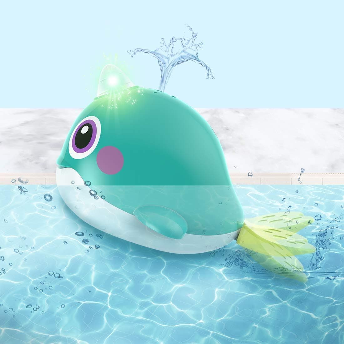 iPlay, iLearn Baby Electronic Whale Bath Toy, Kids Automatic Water Spray Bathtub Toys W/ Lights, Toddler Bathroom Shower Game, Infant Fun Bathtime, Gifts for 12 18 24 Month, 1 2 3 Year Old Girl Boy