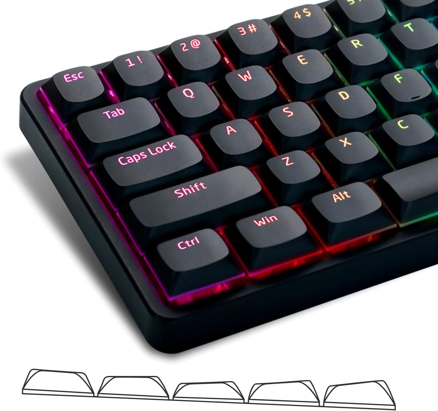 Low Profile Keycaps 117 Keys, Custom Keyboard Keycaps Full Set, XVX Horizon Keycaps for 60% 65% 75% 100% Cherry Gateron MX Switches Mechanical Keyboard with Works US and UK Layouts (Black Keycaps)
