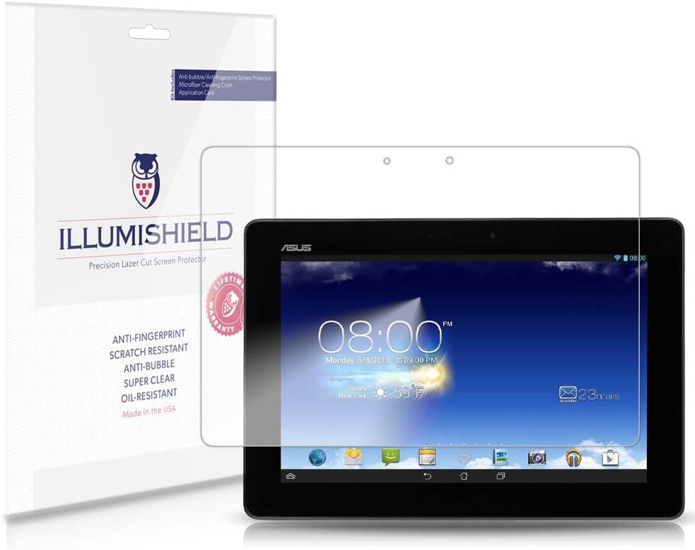 ILLUMISHIELD Screen Protector Compatible with ASUS MeMo Pad FHD 10 (Wi-Fi)(2-Pack) Clear HD Shield Anti-Bubble and Anti-Fingerprint PET Film