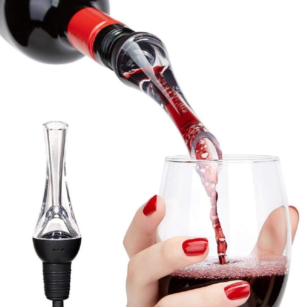 Upgraded Wine Aerator Pourer, Premium Aerating Pourer and Decanter Spout with Gift Box, Makes Your Wine Taste Better (Black)