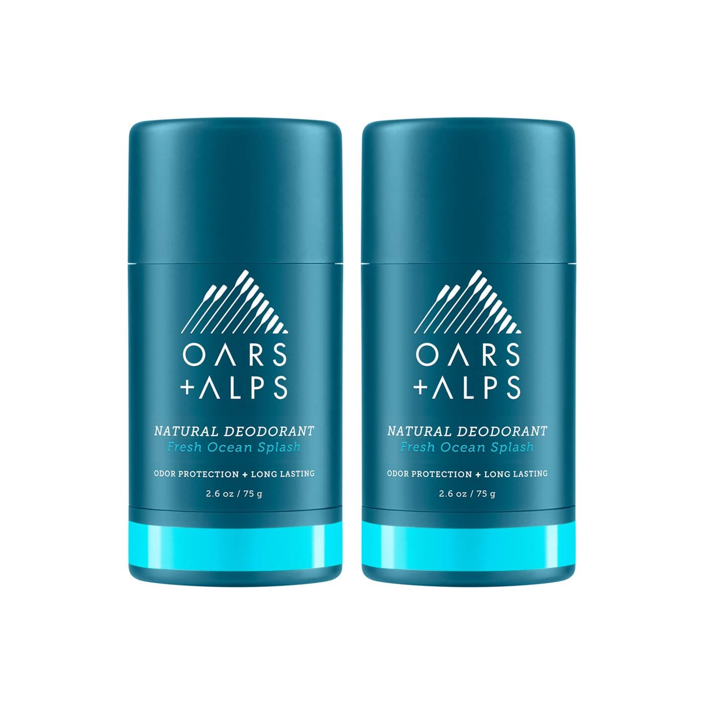 Oars + Alps Aluminum Free Deodorant for Men and Women, Dermatologist Tested and Made with Clean Ingredients, Travel Size, Fresh Ocean Splash, 2 Pack, 2.6 Oz Each