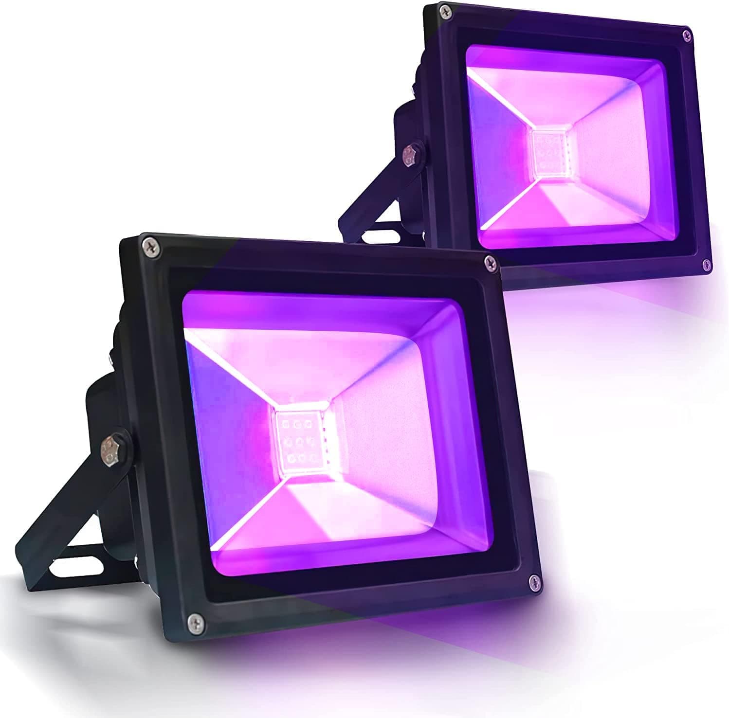 LANFU 2pcs 20w LED Black Light Black Light Fluorescent neon Light Glows in The Dark high-Power LED Flood Light IP66 with Plug Birthday, bar, Party Supplies, Aquarium
