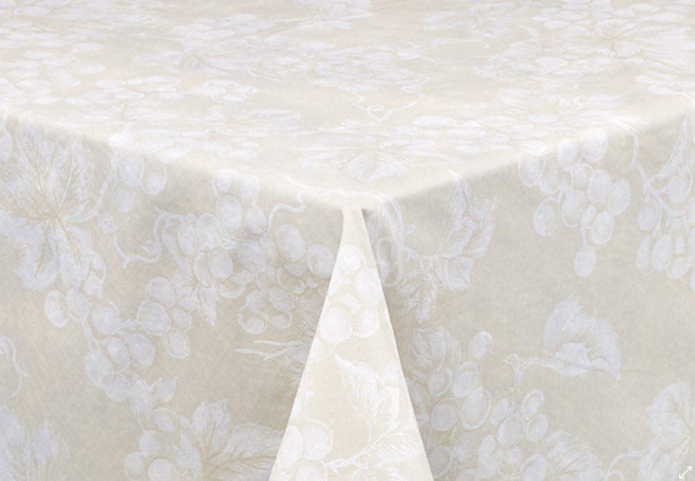 Ivory Grapevine Vinyl Tablecloth (52x70 Oblong)
