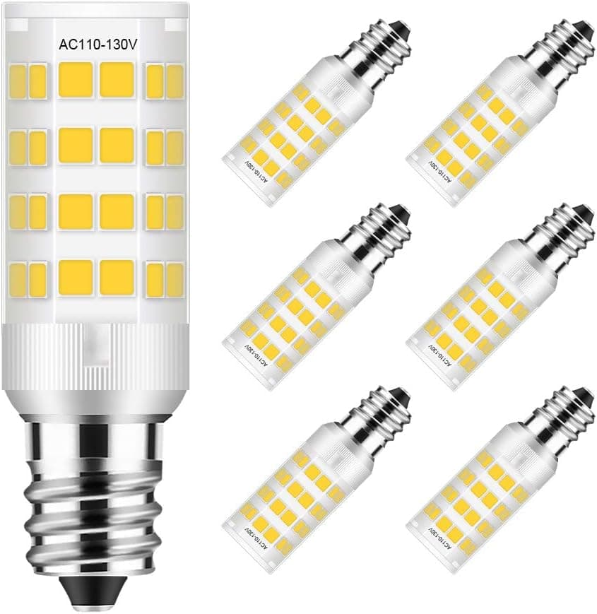 TAIYALOO E12 LED Bulb 5W, 40W Halogen Equivalent, Daylight White 6000K, 120V 450LM LED Candelabra Bulbs for Chandelier, Ceiling Fan, Non-dimmable, 6 Pack