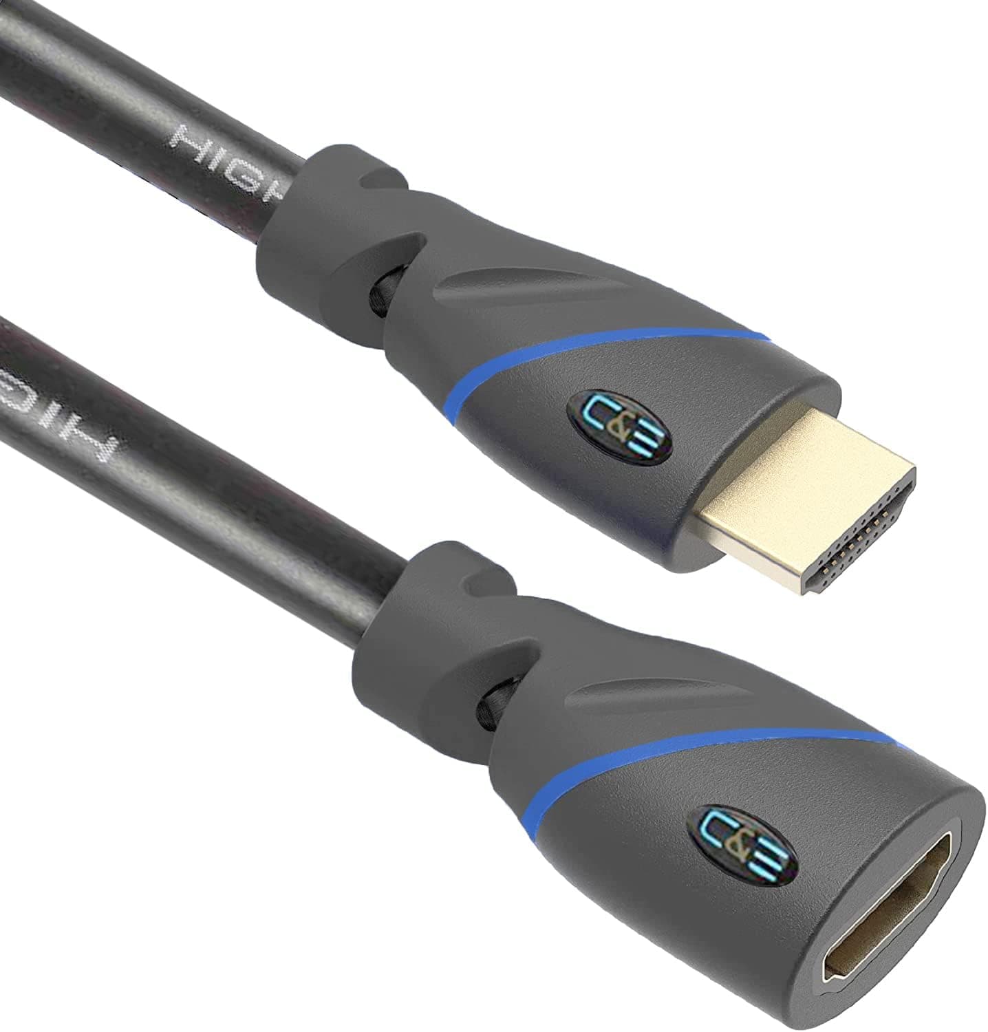 10ft (3M) High Speed HDMI Cable Male to Female with Ethernet Black (10 Feet/3 Meters) Supports 4K 30Hz, 3D, 1080p and Audio Return CNE570921