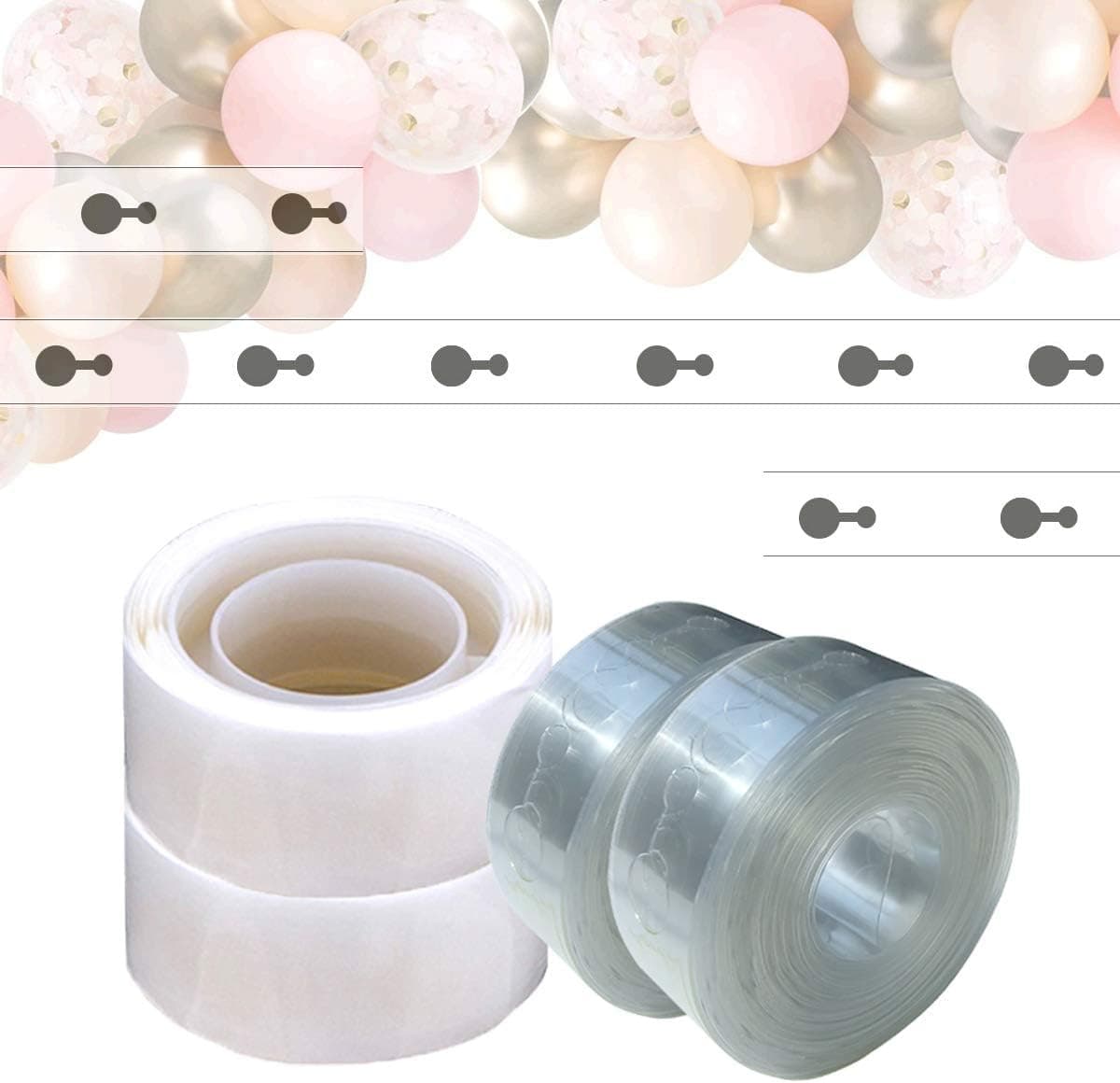 Balloon Arch Strip Kit 32 Feet Balloon Garland Tape / 200 Dots of Glue Easy to Make Balloon Decorations for Birthday Party Wedding and Baby Shower (Double Holes)