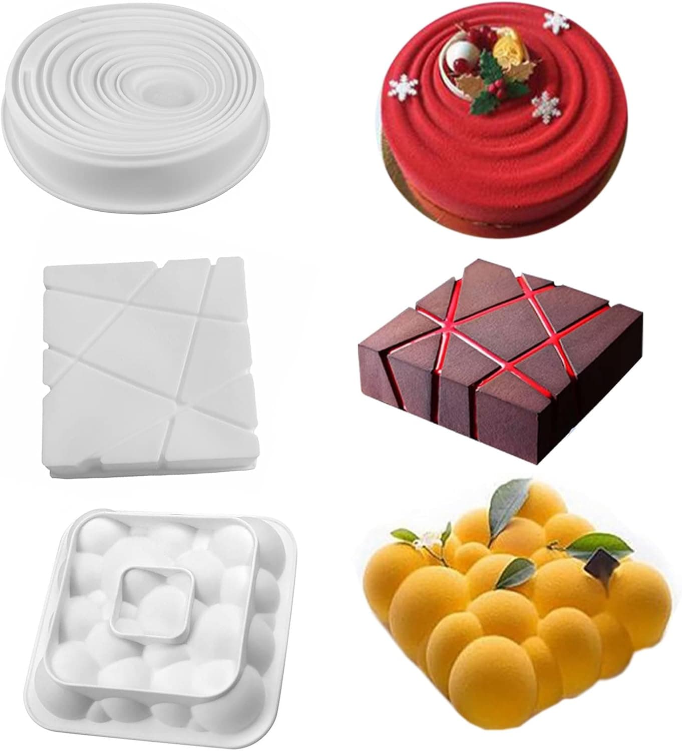 3PCS Grid Block Clouds Ripple 3D Mousse Cake Moulds For Ice Creams Chocolates Cake Mold Pan Bakeware Geometric shapes