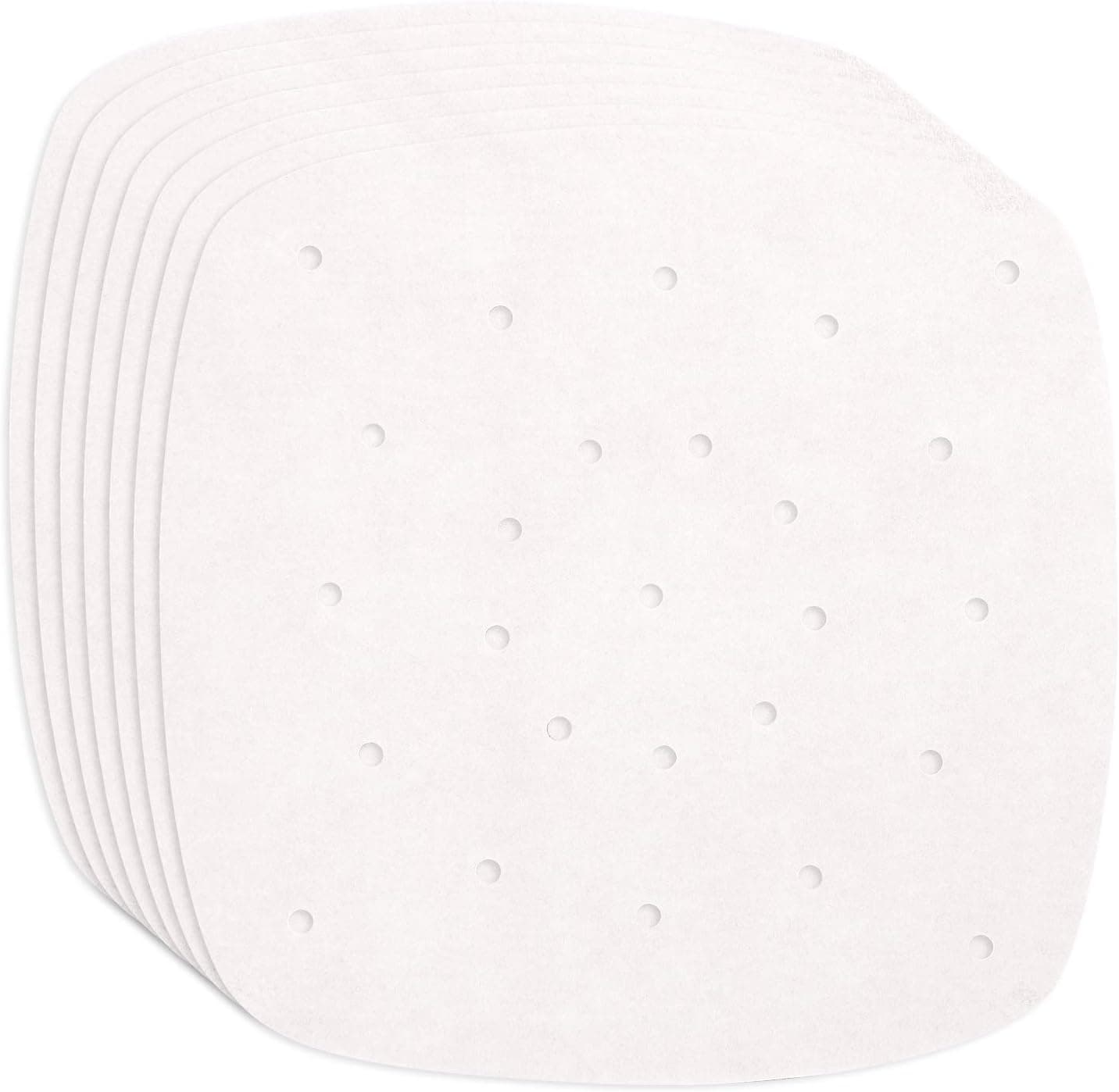 Air Fryer Liners, 100pcs 8.5"unbleached and White Available Square Air Fryer,Steaming Parchment Liner,Parchment Paper for Air Fryer,Easy Cleanup (White, 8.5inch)