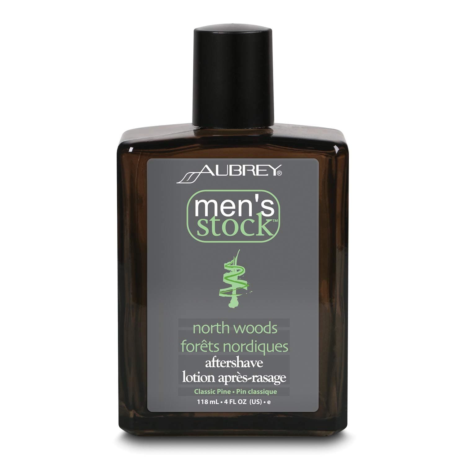 Aubrey Men’s Stock North Woods Aftershave | Cools & Invigorates Just Shaved Skin | Classic Pine Scent | Vegan | 4 oz