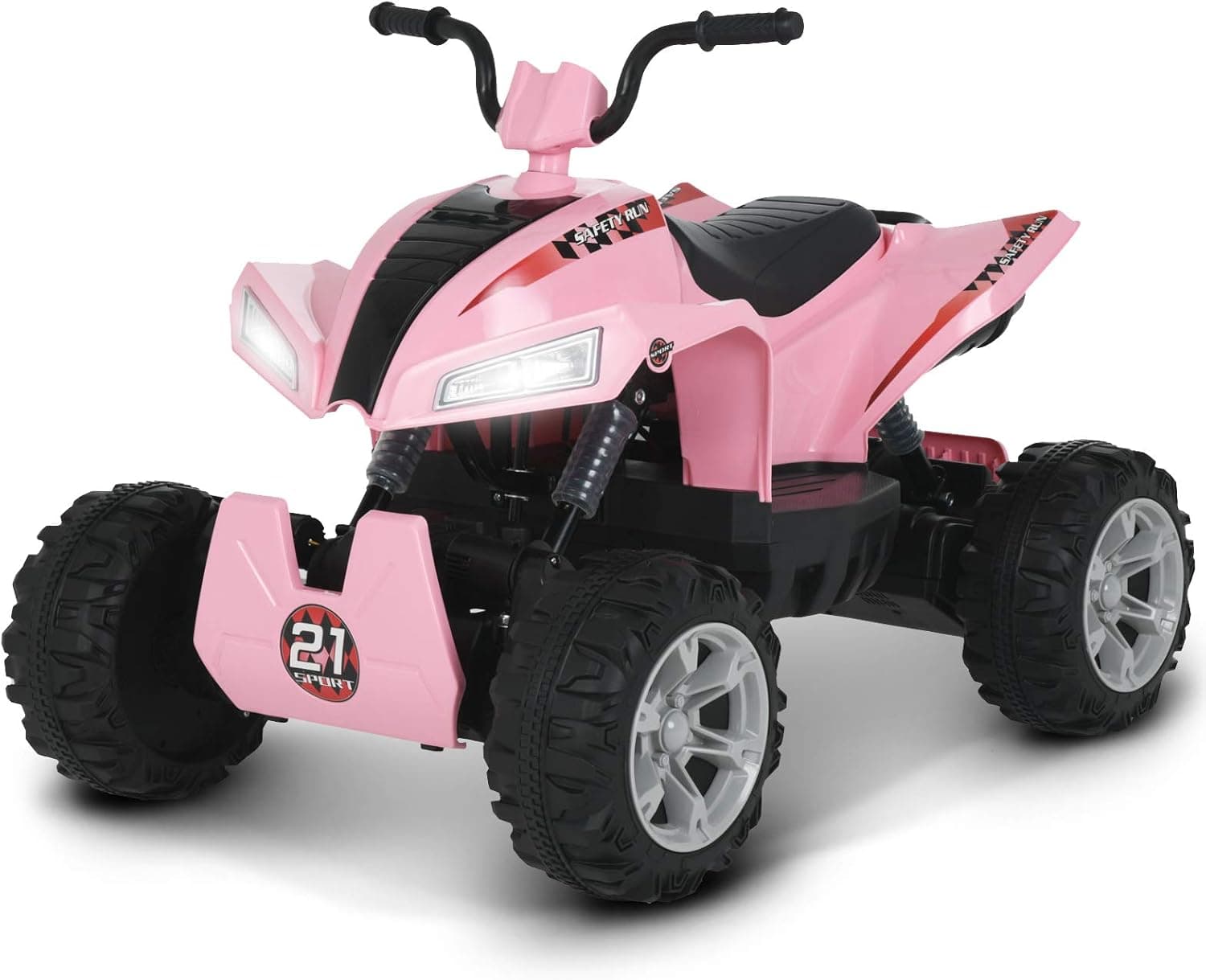 Uenjoy 24V Kids ATV 4 Wheeler Ride On Quad Battery Powered Electric ATV for Girls, 4-Wheel Suspension, 2 Speeds, LED Lights, Music, Pink