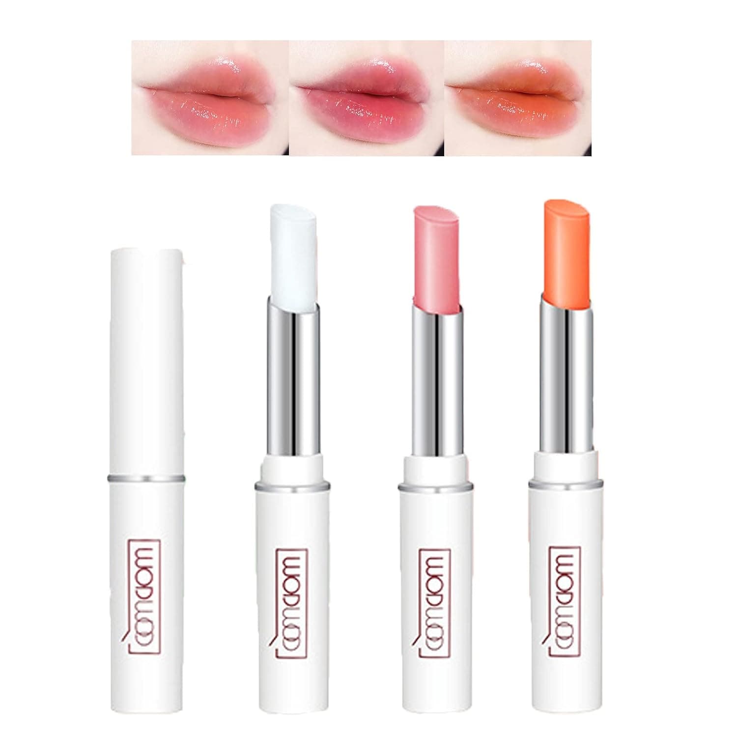 Domality 3pcs Magic Color Change Nutritious Lipstick Set, Long Lasting Waterproof Lip Balm, Automatically Change Color According to Temperature and pH Value, Moisturize Lip Makeup for Women