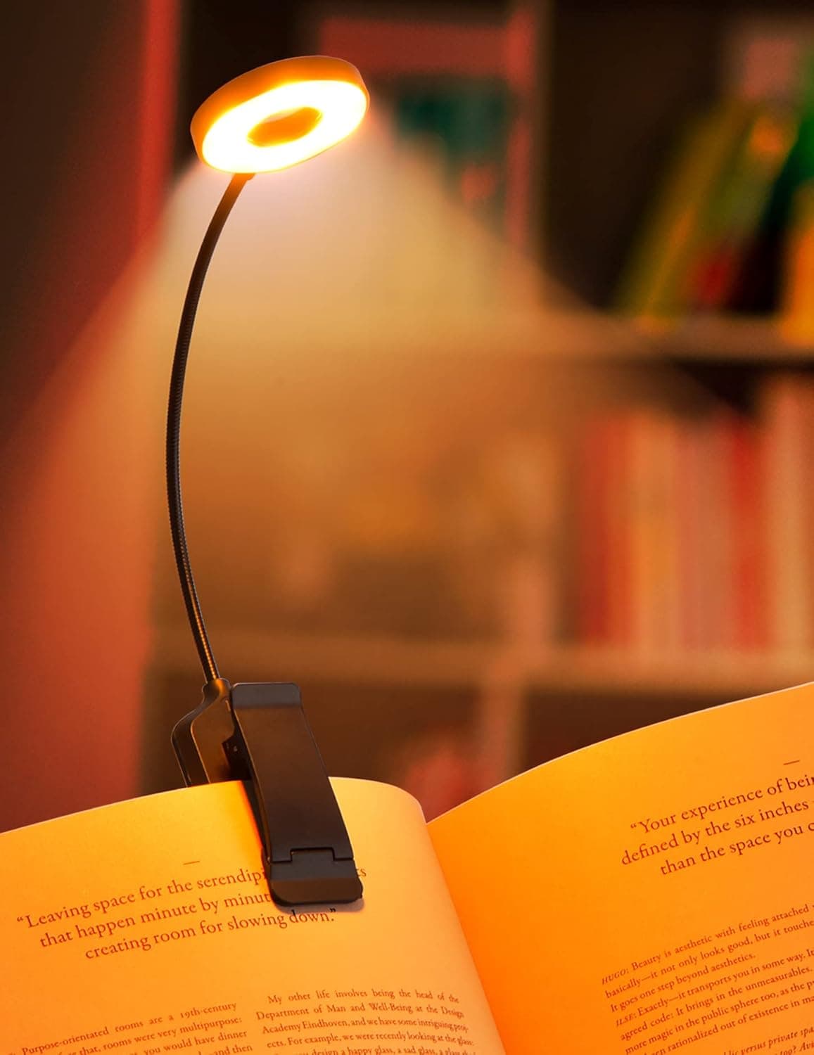 Rechargeable Book Light Clip on, 100 Hours Long-Lasting Battery, 3 Lighting Modes × Stepless Dimming Book Reading Light for Reading in Bed, Eye-Caring Amber Reading Light for Kids