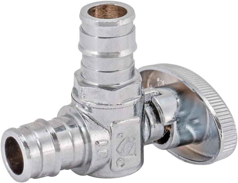 Eastman Quarter-Turn Angle Stop Valve 1/2 inch Expansion PEX x 1/2 inch PEX, Chrome, 10719LF
