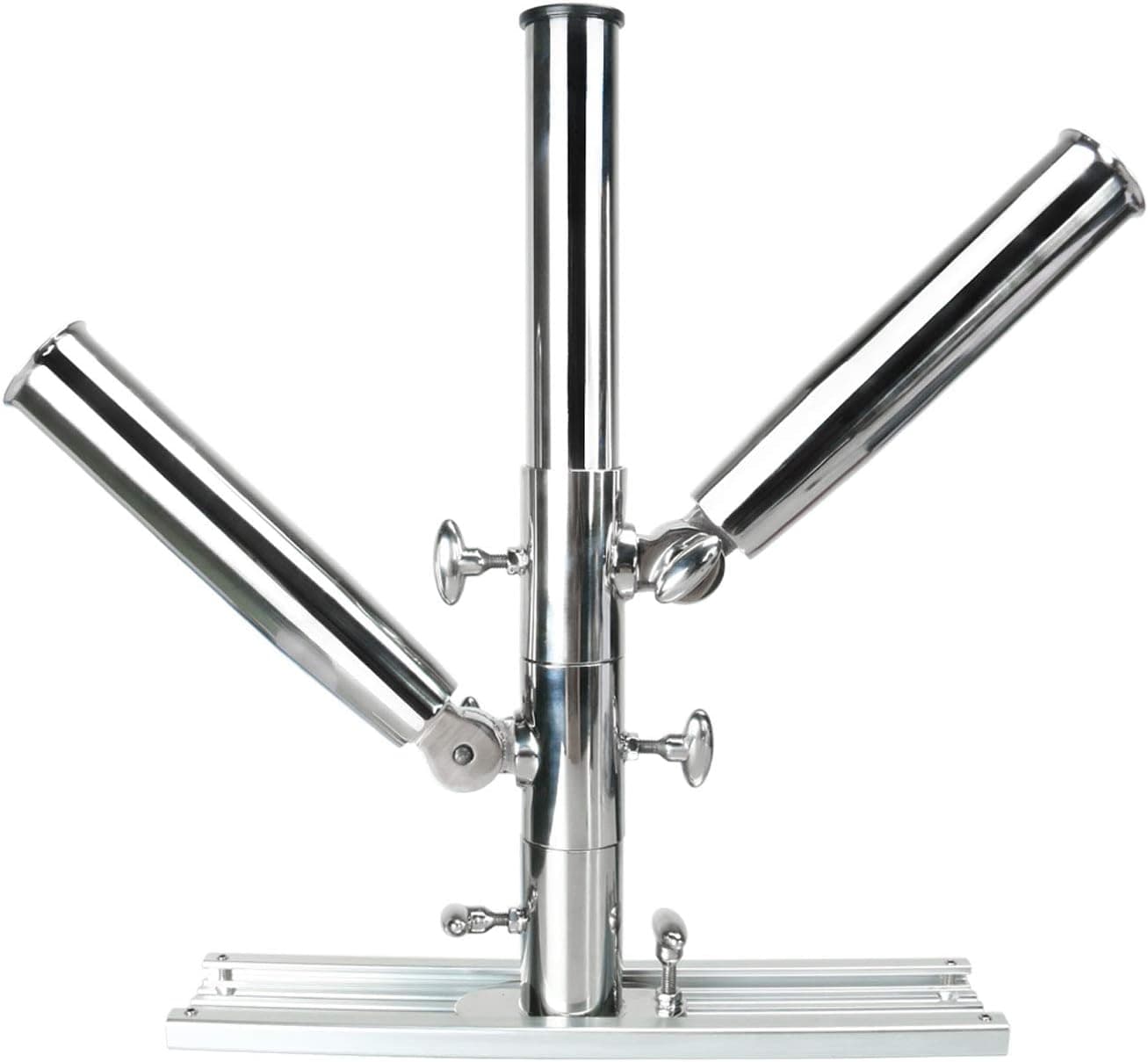 DasMarine Adjustable Vertical Bird Tree 2 Fishing Rod Holder, Stainless Steel 316, Heavy Duty Two Rod Holders with Base fits 3" x 16" Anodized Aluminum Mounting Track Included