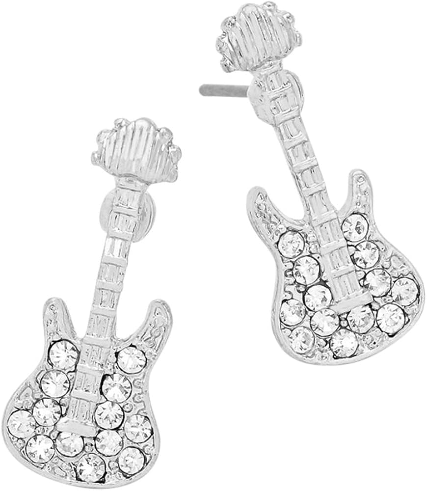 Liavy's Electric Guitar Fashionable Earrings - Stud - Sparkling Crystal - Unique Gift and Souvenir