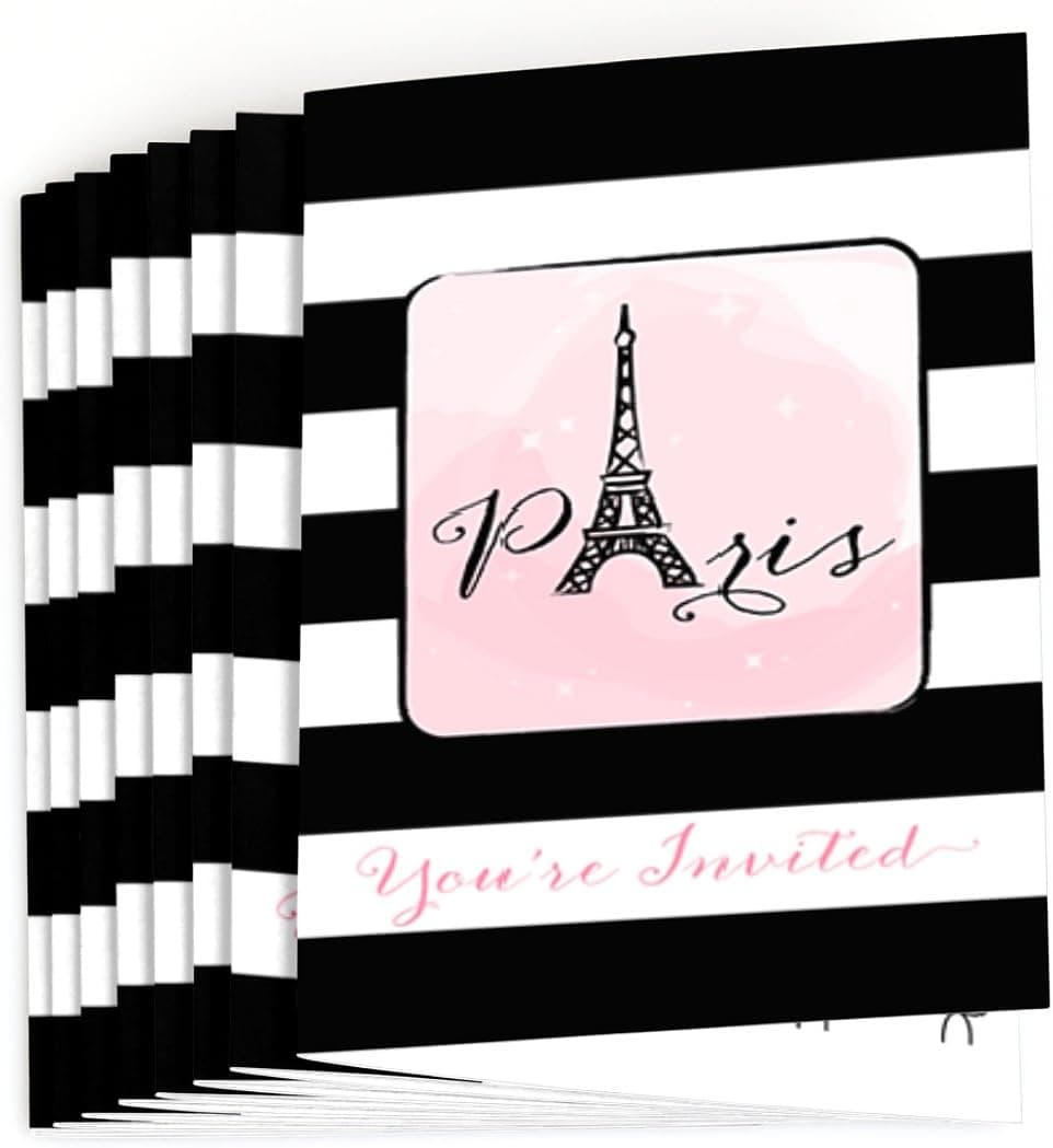 Paris, Ooh La La - Fill in Paris Themed Baby Shower or Birthday Party Invitations - Set of 24