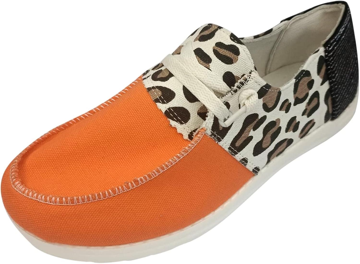 Women's Fashion Sneakers,Women’s Leopard Print Low Top Sneaker Lace-up Casual Canvas Sneakers,White Sneakers for Women Slip on Flats Platform Shoes Breathable Comfortable Walking Loafer Shoes