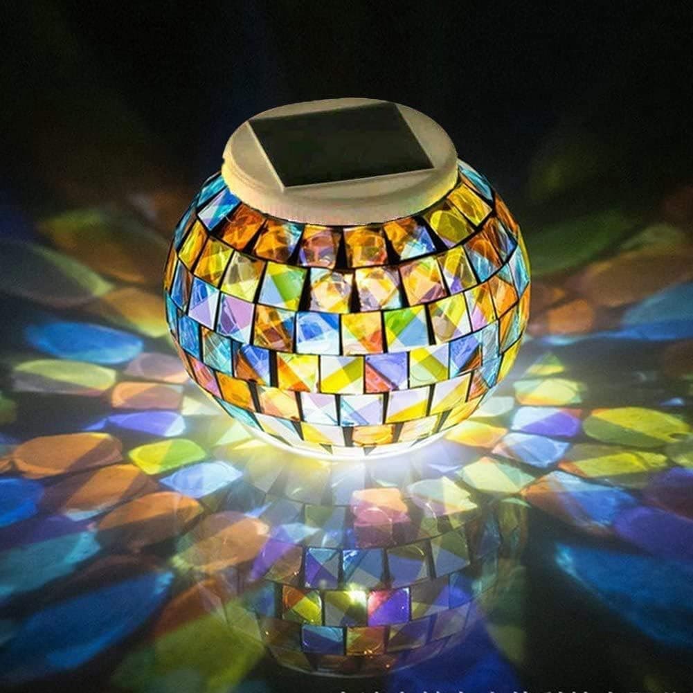Joyathome Color Changing Mosaic Solar Light Led Garden Lights,echargeable Solar Table Lights Outdoor Waterproof Solar Night Lights for Garden, Patio, Party,Outdoor/Indoor Decorations, Ideal Gift