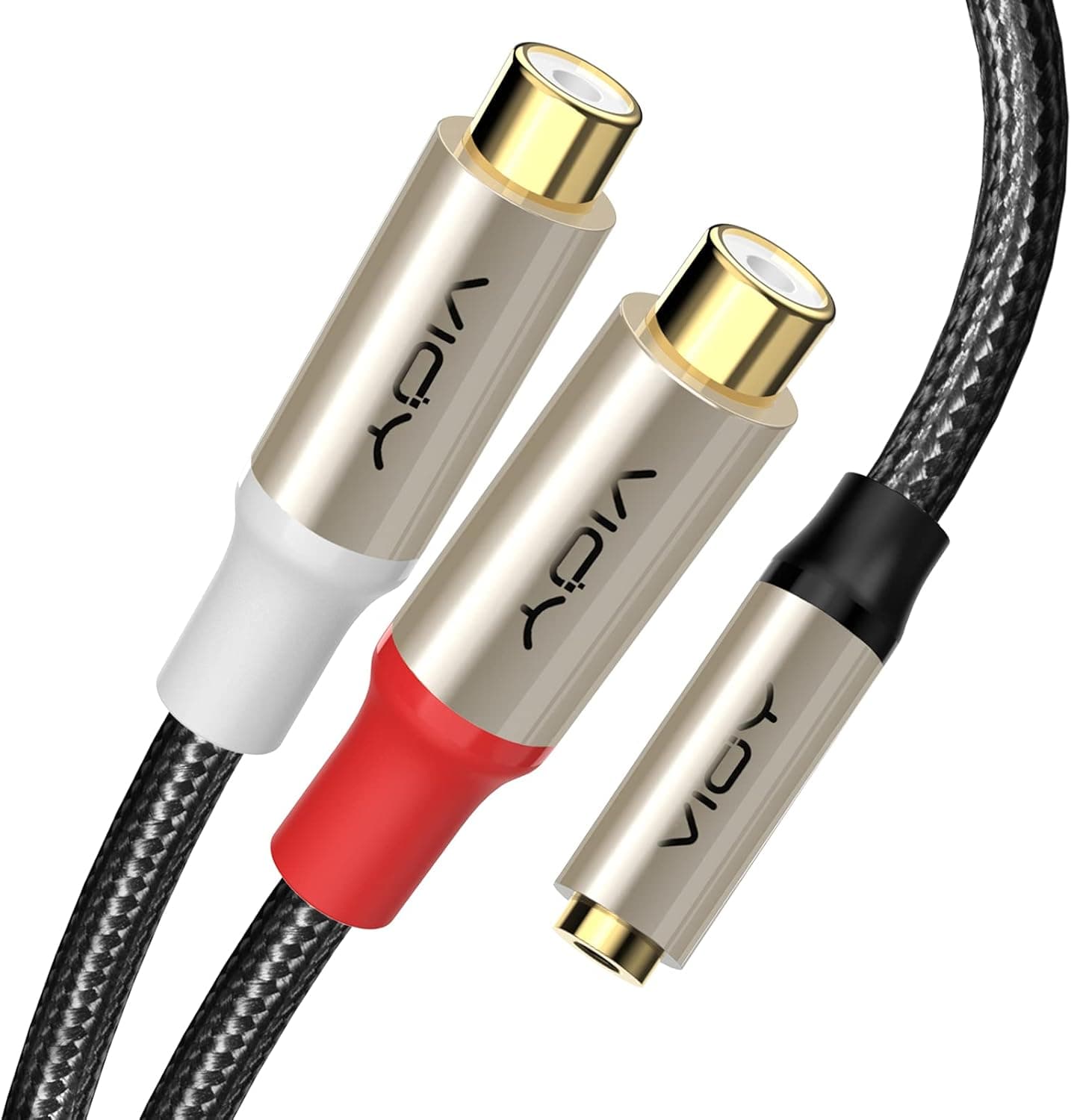 VIOY 3.5mm Female to Dual RCA Female Stereo Y Splitter Audio Cable, Silver Plating Copper Conductor Balanced Audio Adapter，12.5 Inches/32 cm