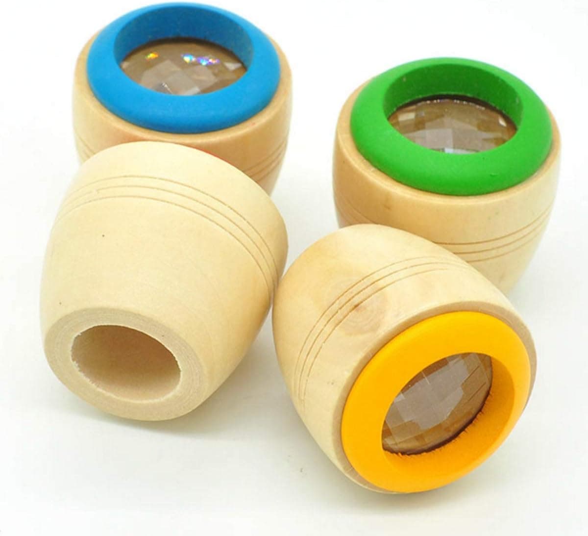 4pcs Magic Kaleidoscopes Bee Eye Effect Kaleidoscopes Wooden Kids Toy for Children Festival Gift