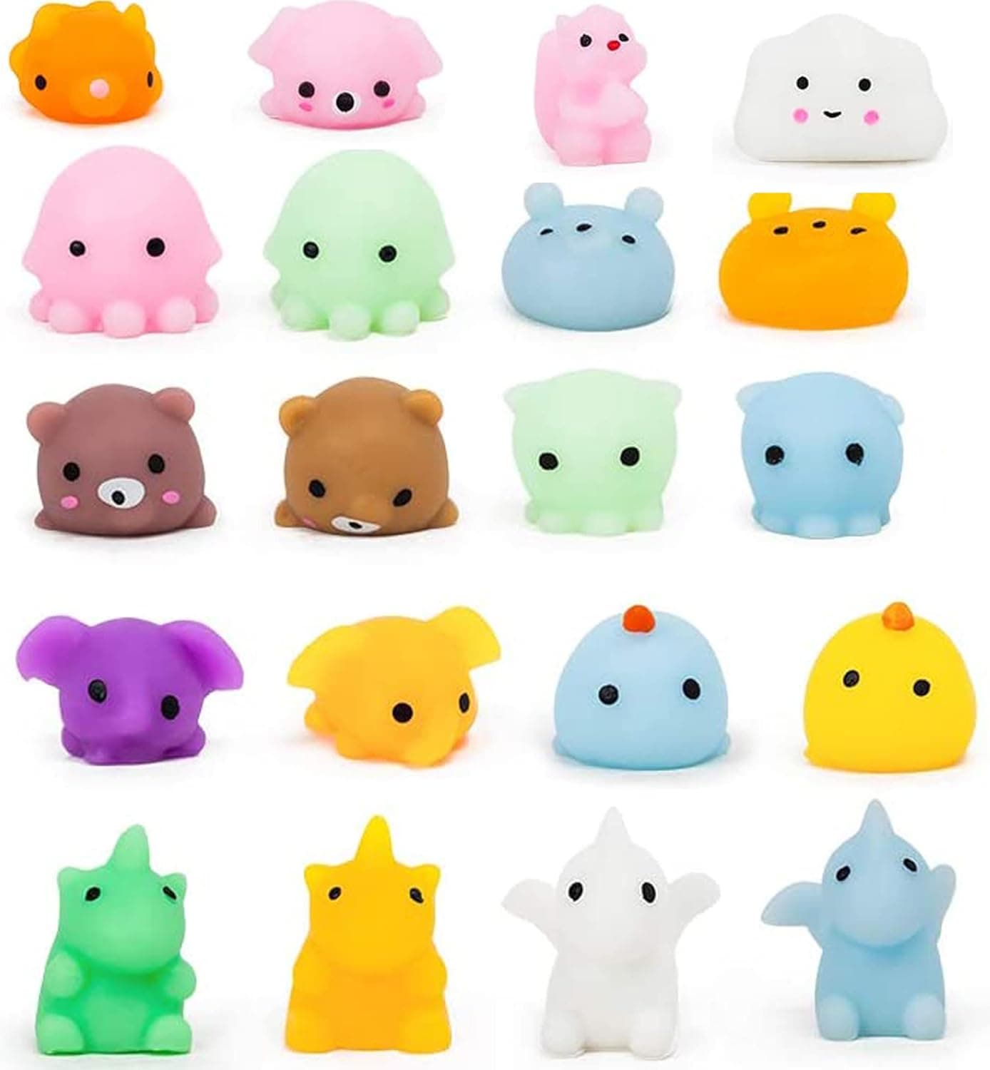 Mochi Squishy Toy 20 Pcs, Mini Animal Squishies Stress Relief Fidget Toys