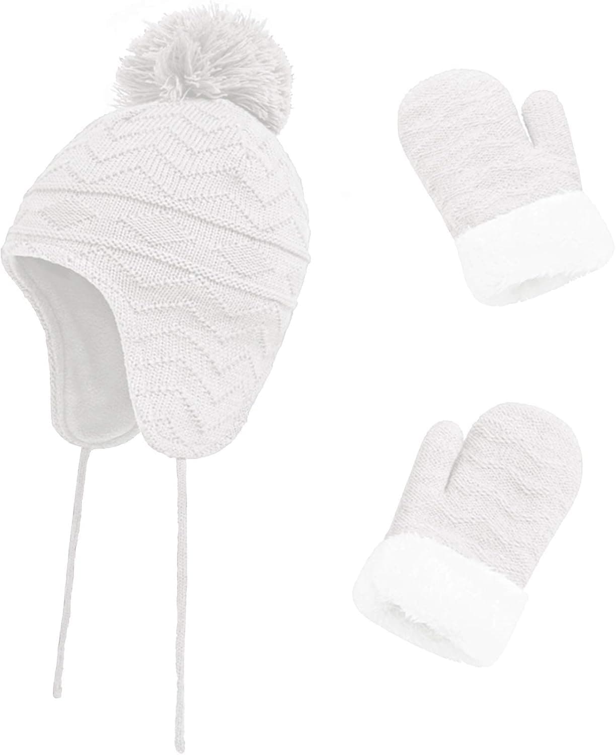 Baby Toddler Hat & Mittens - Baby Boy & Girl Winter Fleece and Sherpa Kid Mitten