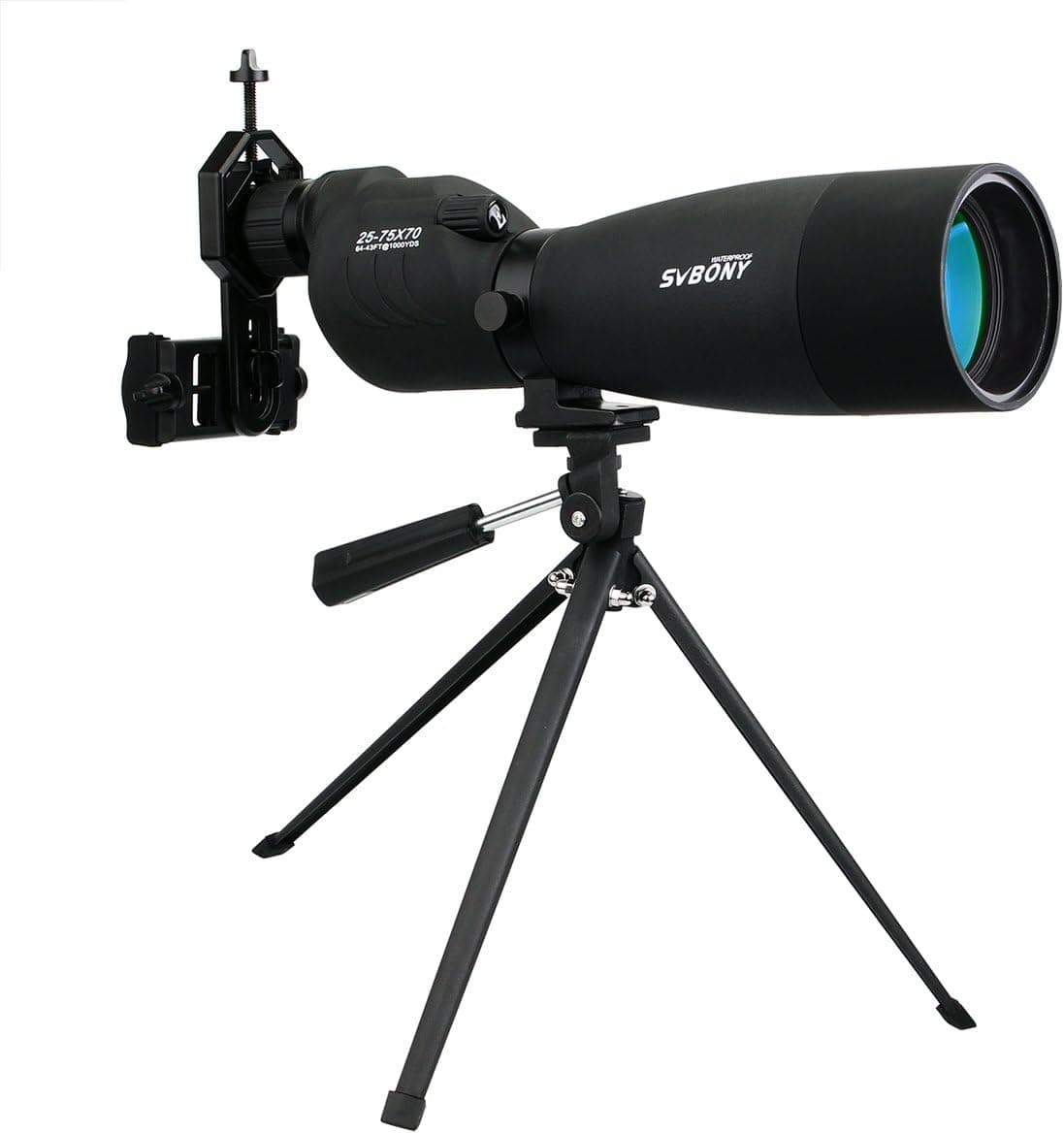 SVBONY SV17 Spotting Scope with Tripod Phone Adapter 25-75x70mm Straight Spotting Scopes Waterproof Spotter Scope Long Sporting Scope Spotting Scope for Target Shooting Bird Watching Hunting