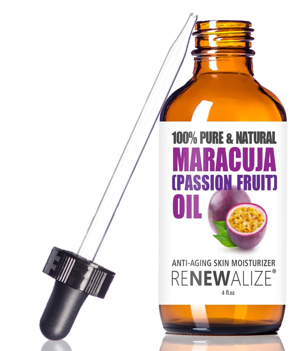 Renewalize Maracuja (Passion Fruit) Seed Facial Oil Skin Moisturizer for Face | Cold Pressed and Unrefined | For All Skin Types | Large 4 fl oz bottle