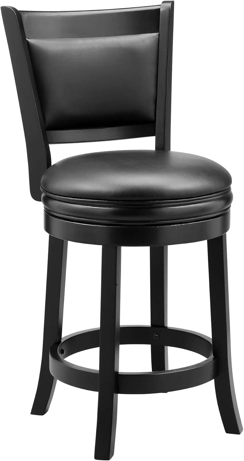 Ball & Cast Swivel Counter Height Barstool 24 Inch Seat Height Black Set of 1