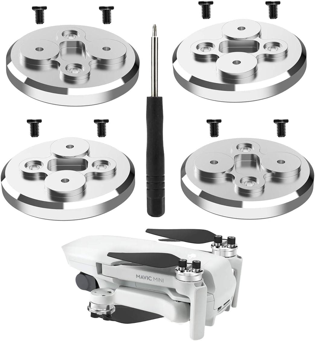 4 PCS Mavic Mini Drone Motor Cover Cap+8 Screws+A Phillips Screwdriver,CNC Aluminum Motor Protective Case Scratchproof Dustproof Propellers Raise Pad Compatible with DJI Mavic Mini Props Accessory