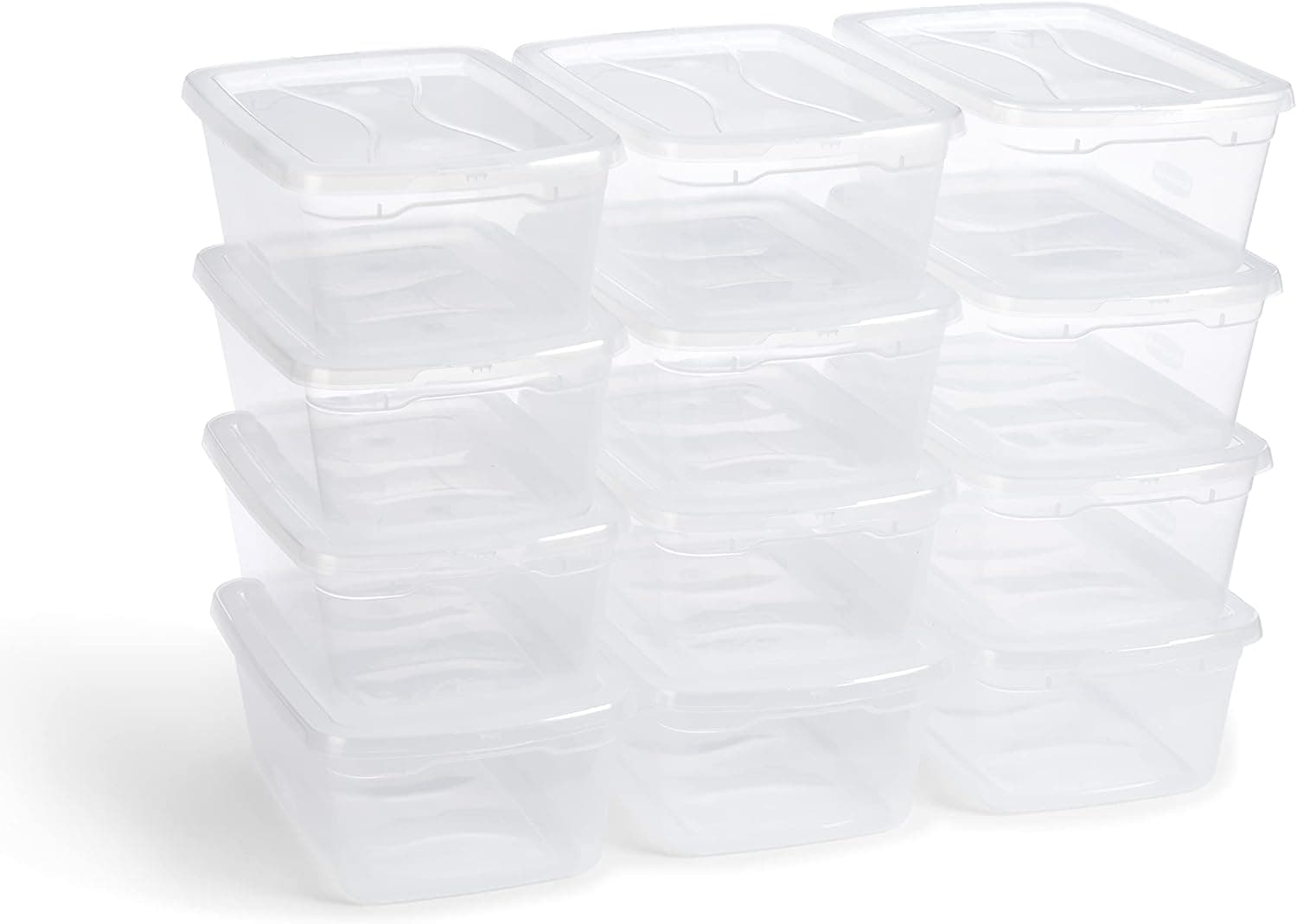 Rubbermaid Cleverstore Clear 6 Qt/1.5 Gal, Pack of 12 Stackable Plastic Storage Containers with Durable Snapping Clear Lids, Visible Organization, Great for Closet, Underbed, and Kitchen Storage