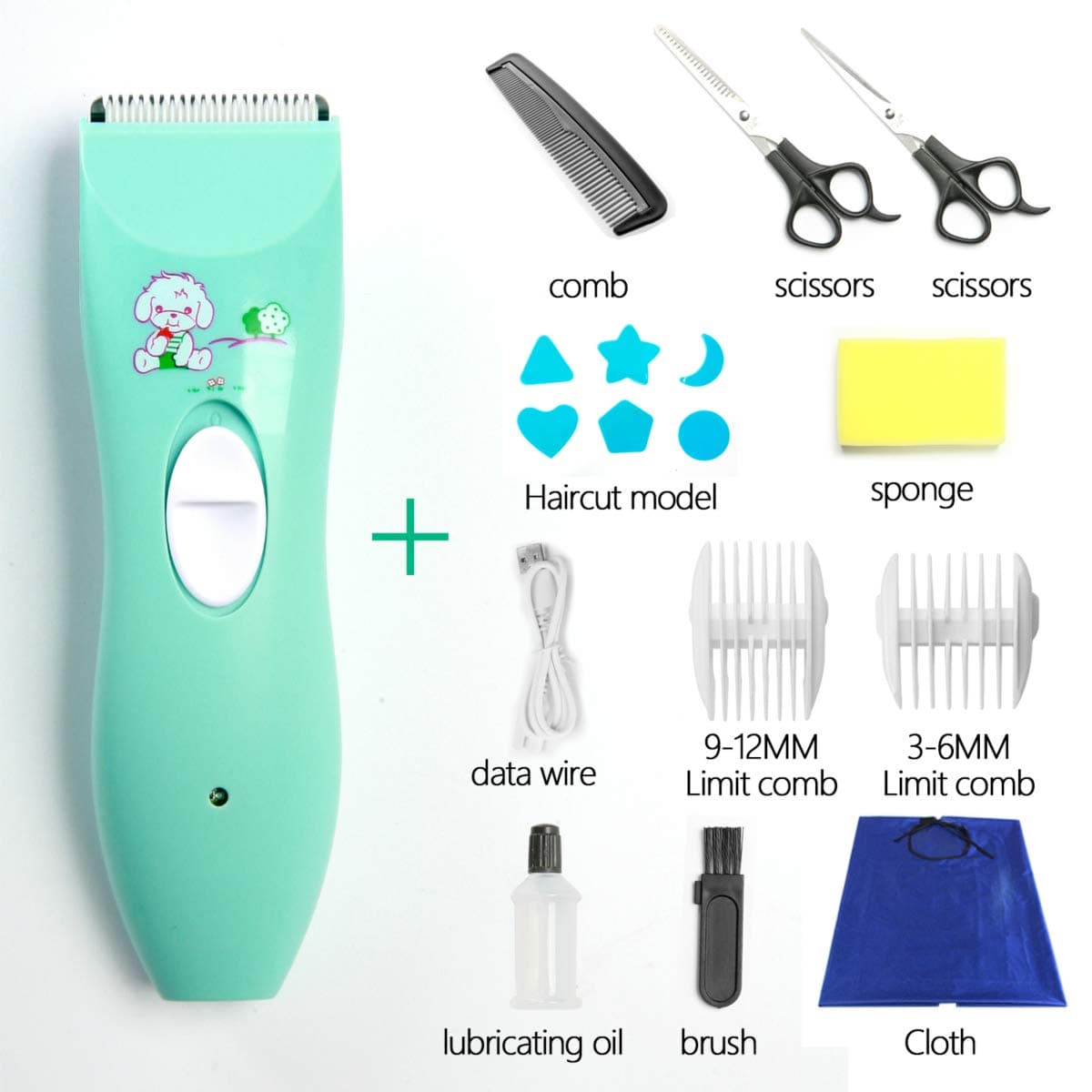 Baby Hair Clipper Silent Hair Clippers With 2 ABS Ceramic Blade Tool,Rechargeable Waterproof Baby Haircut Kit,Suitable for Boys Girls and Babies