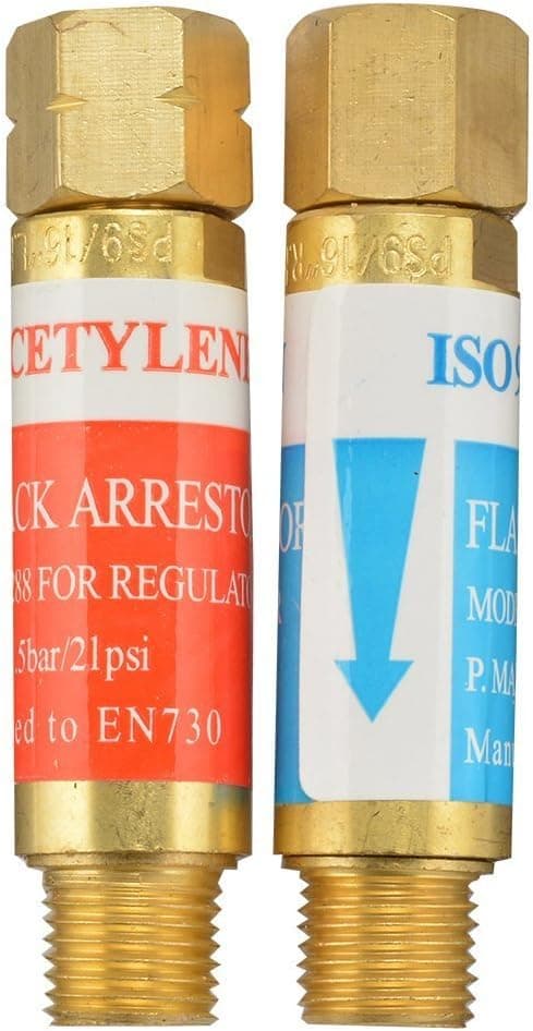 YueYueZou Oxygen/Acetylene Flashback Arrestor Set Reg End Torch Welding Cutting 9/16-18 Threads