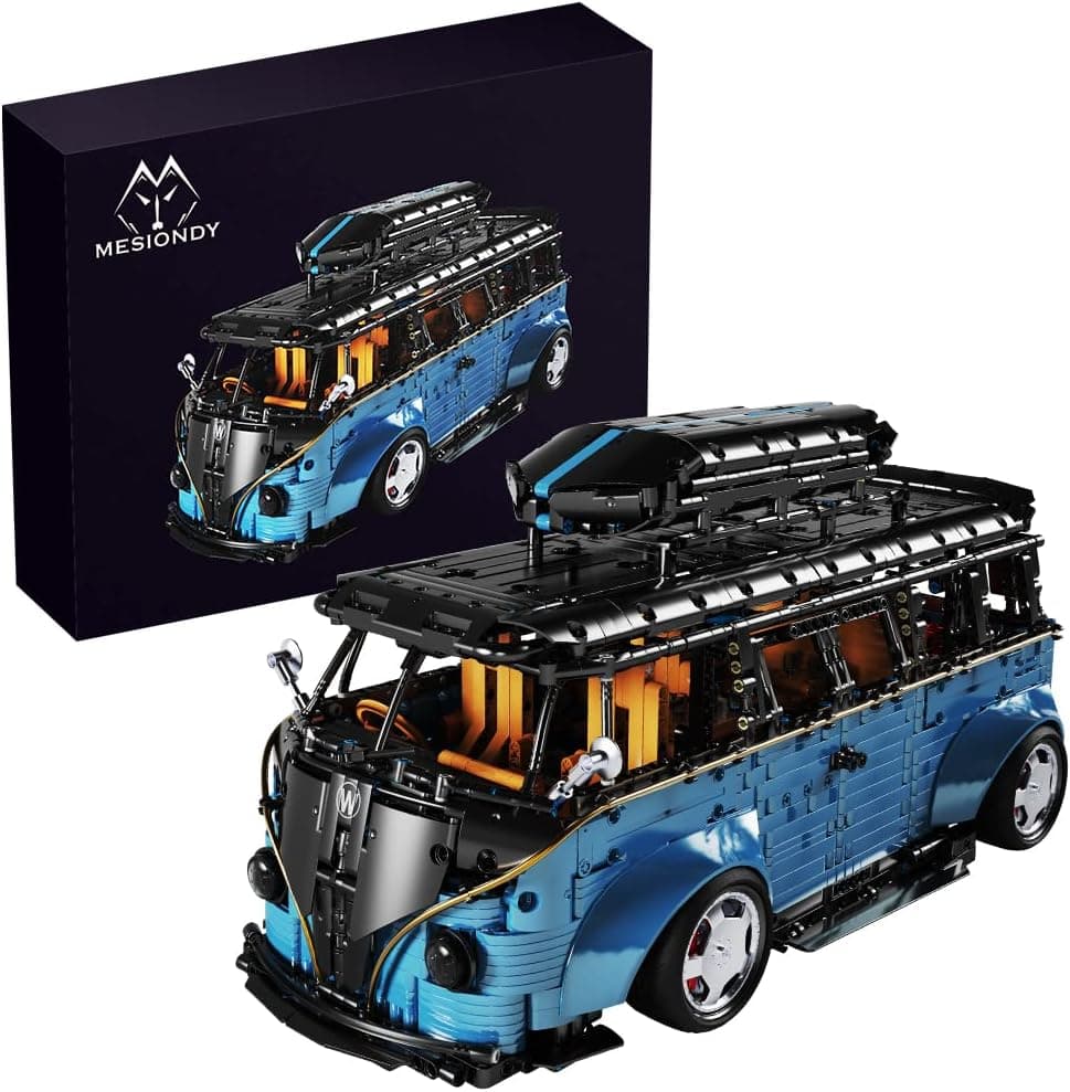 Mesiondy Travel Bus Block Toy Boy or Adult Kit, City Downtown Bus Building Kit, 1:8 MOC Block Set Bus Model, Car for Boys 16+, (3299 Pieces).(Blue)