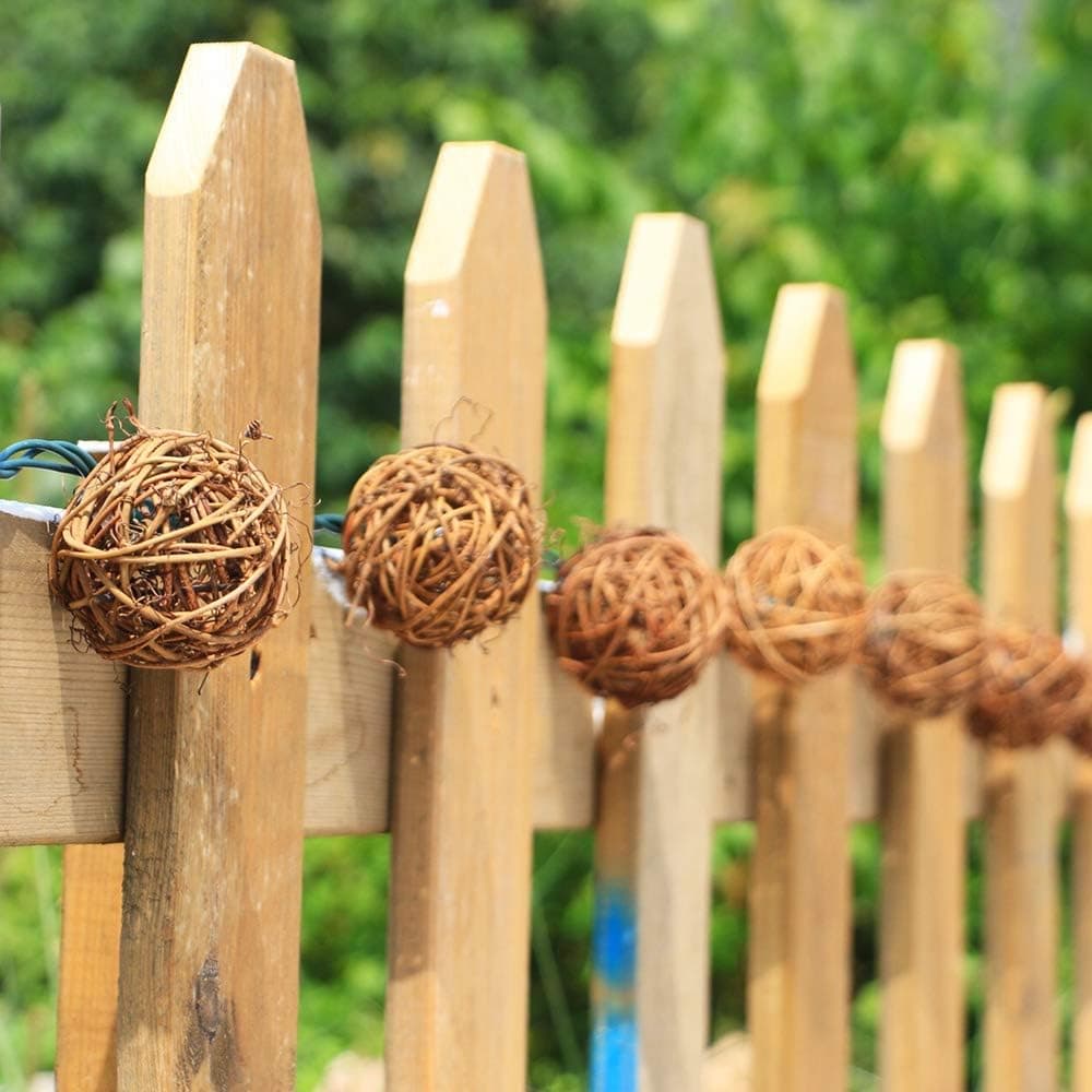 ACRAFT Handmade Dark Brown Rattan Ball String Lights Plug in Fairy Lights for Indoor Outdoor Patio Garden Balcony with End-to-end Connector Decorative Lighting