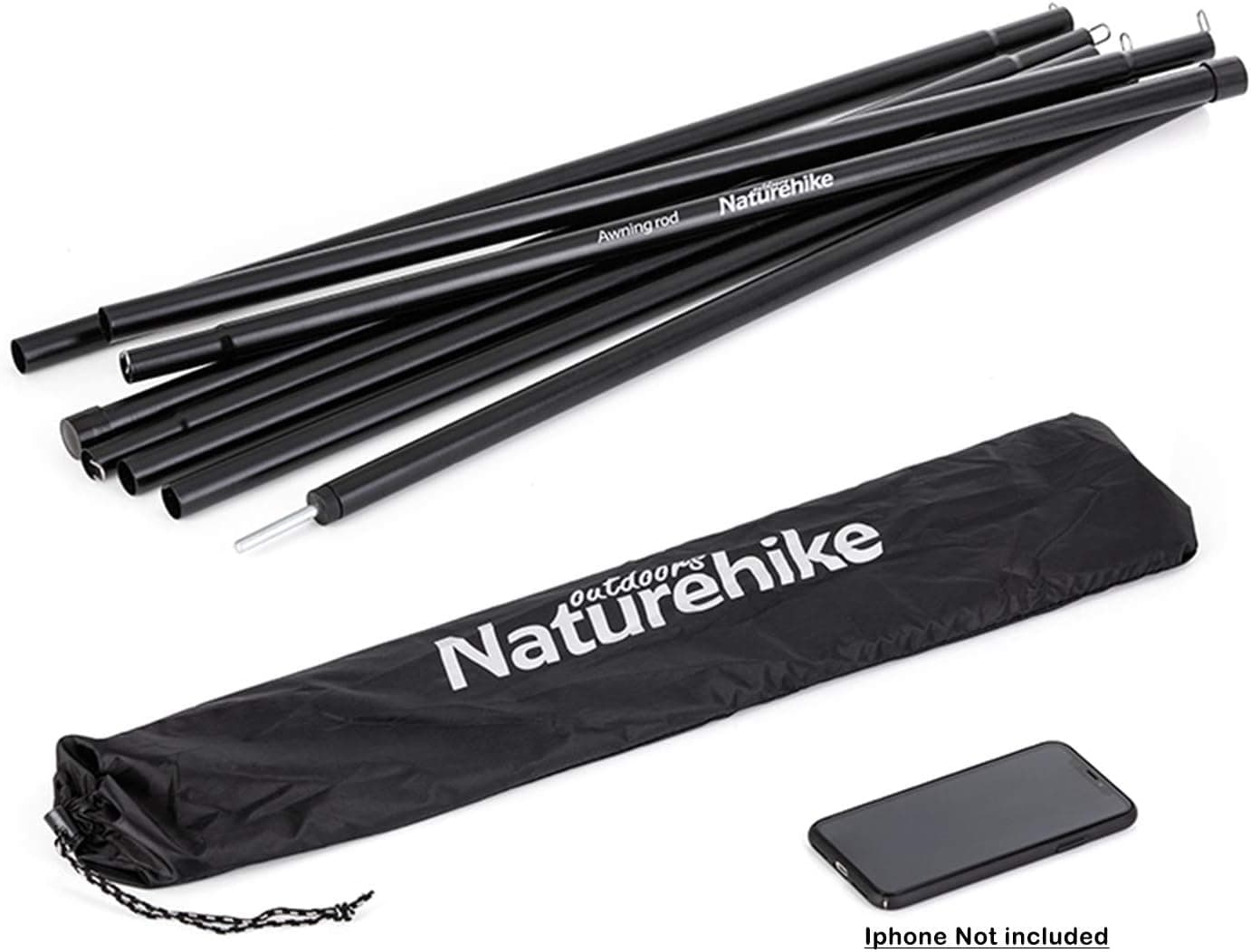 Topnaca 4-Section Folding Galvanized Iron Tent Tarp Poles with 300cm for Canopy Awning Tent Tarp, Adjustable Thickness High Hardness Durable Tent Rods (Galvanized Iron Pole)