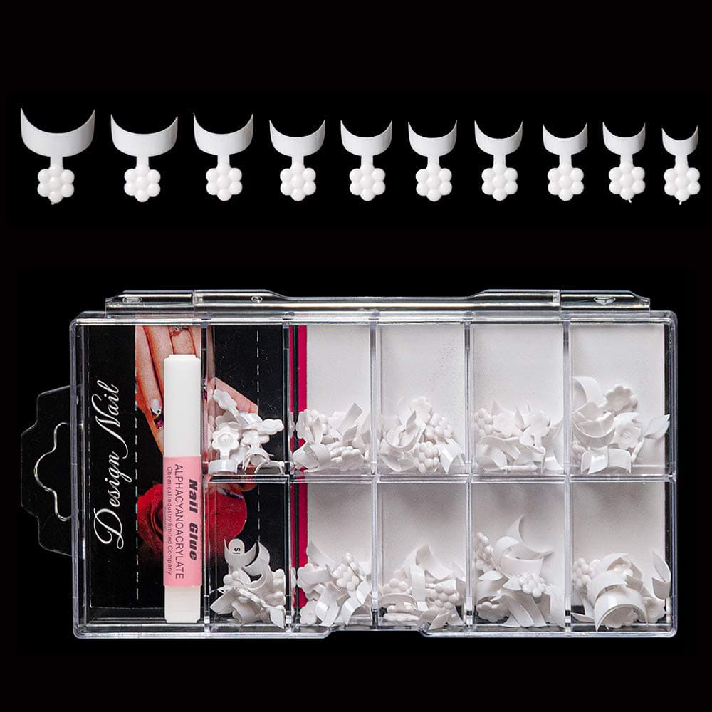 AORAEM French Nail Tips 100Pcs Clear Short Style Acrylic False Nail Art Tips for Finger Sticker Extension Tool with 1pc Nail Glue (W-100-YY)