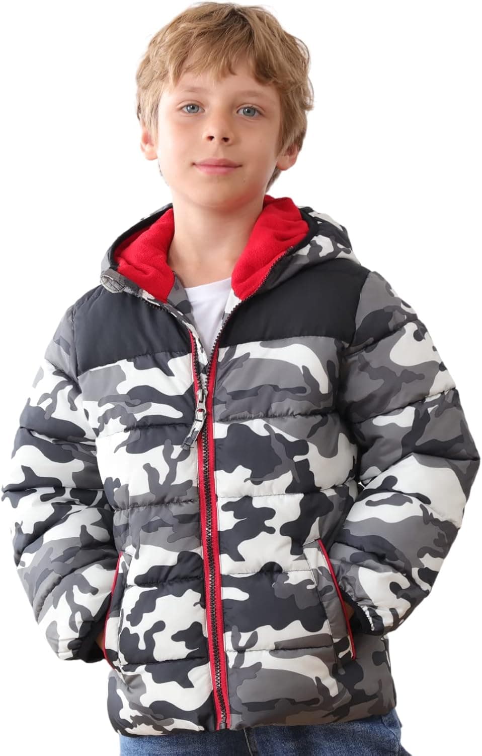 HZXVic Boys Warm Winter Coat With Hood, Thicken Puffer Jacket Kids Waterproof Parka Lightweight Outdoor