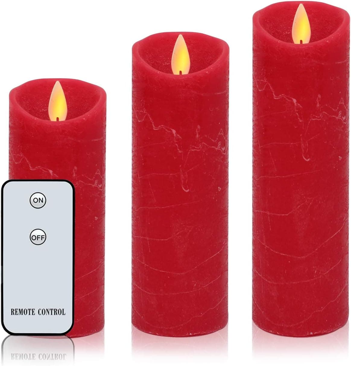 Blighth Flameless Candles Real Wax Battery Operated Candles H2 xD5 6" 7" Moving LED Flame Pillar Candles Set with Remote
