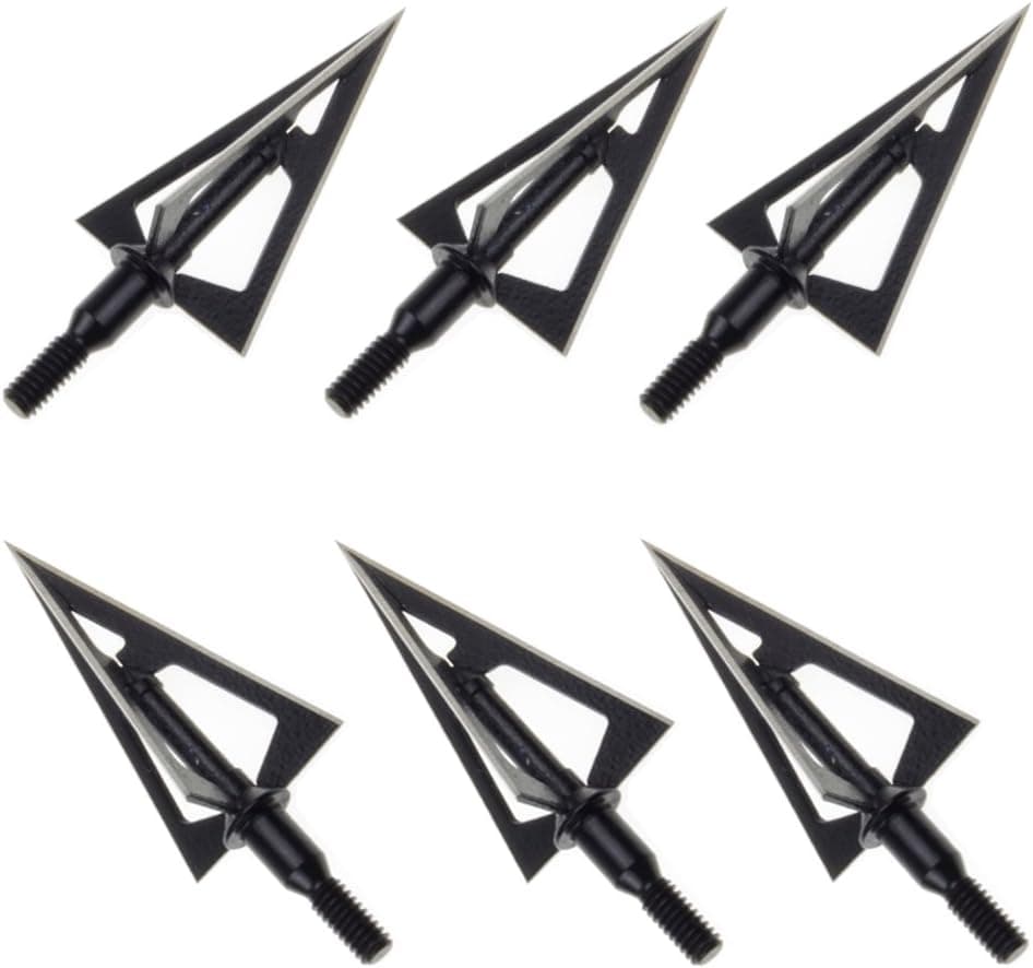 LiuMing 6pack Compound Bow and Crossbow 3 Blade Archery Broadheads 100 Grain Arrow Head Hunting Arrow Tips (Black) Generic Package