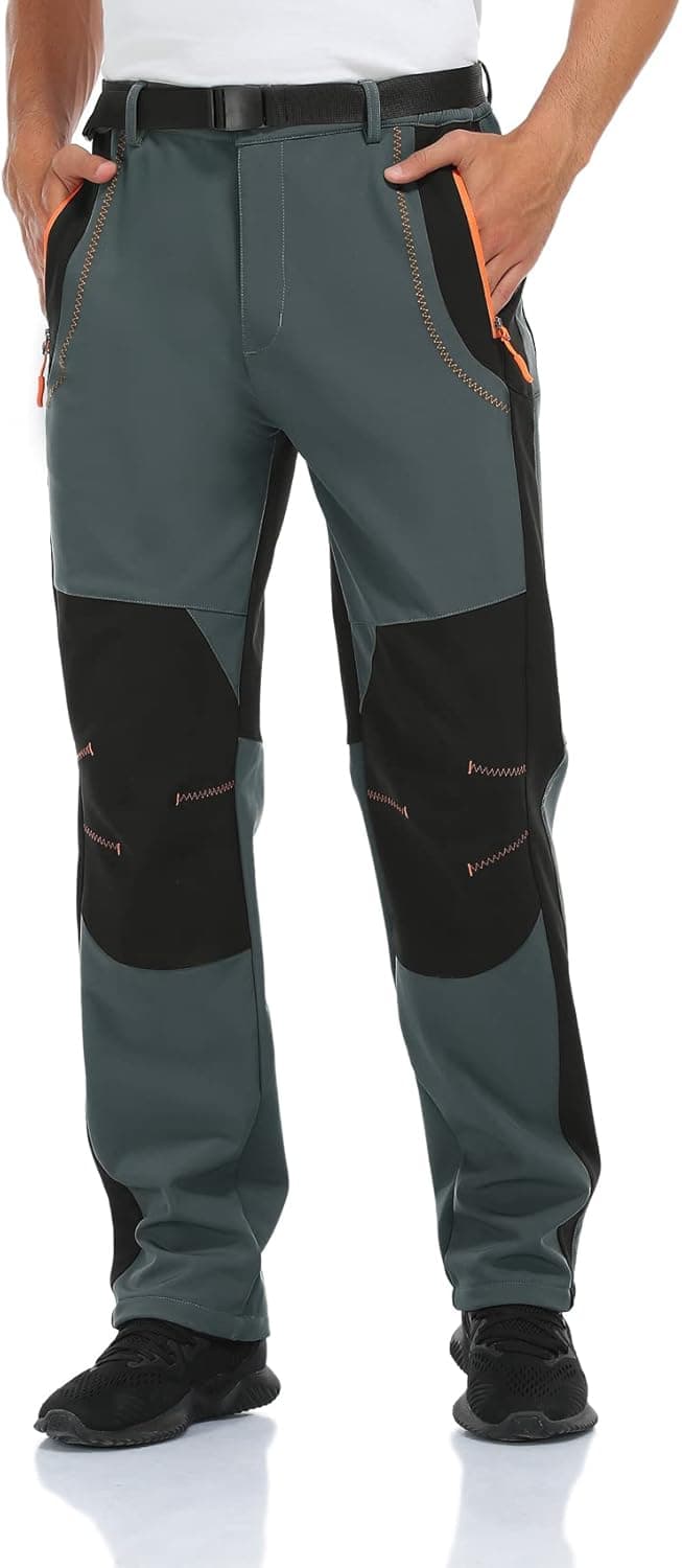 Inno Men's 30" 32" 34" Waterproof Fleece Lined Hiking Cargo Pants Soft Shell Snow Ski Thermal Winter Outdoor Pants Tall Short