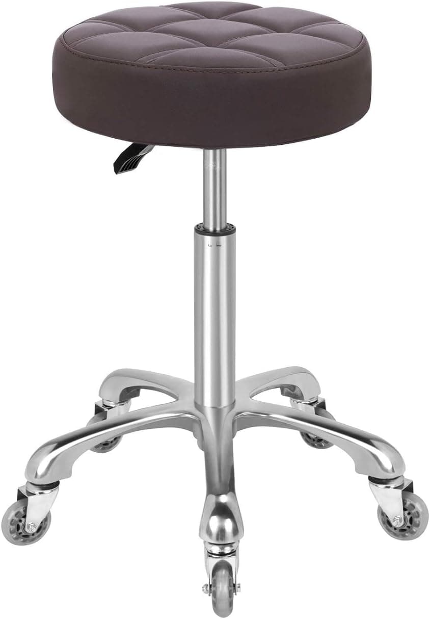 Karrie Swivel Stool Chair Adjustable Height,Heavy Duty Hydraulic Rolling Metal Stool for Kitchen,Salon,Bar,Office,Massage (Coffee)