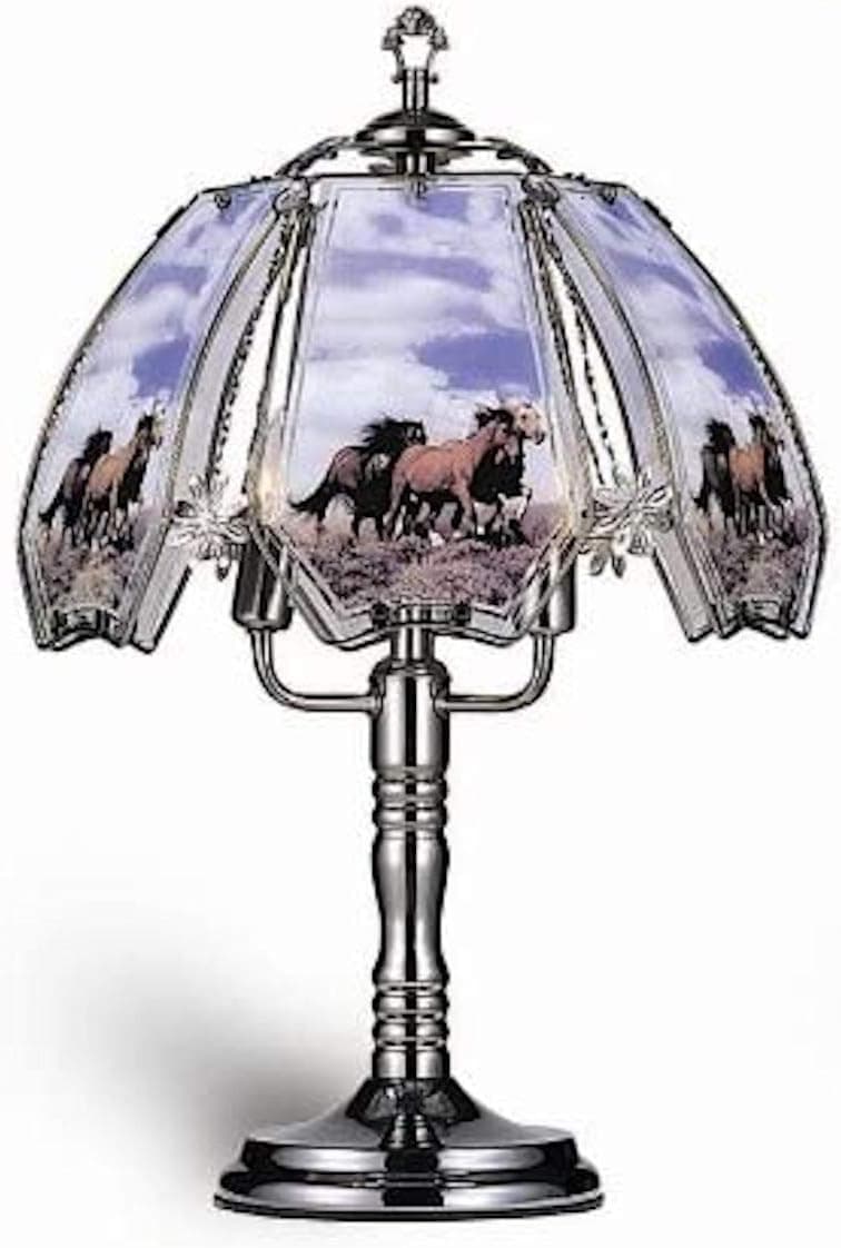 High performance parts H.p.p. 23.5''h New Glass Horse Touch Table Lamp w/ Dark Chrome Finish Base