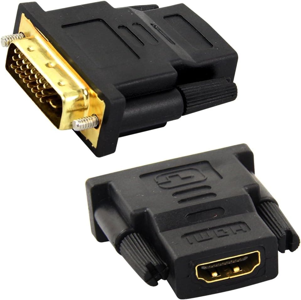 Generic 2x DVI Male TO HDMI Female Adapter Connector Convertor Gold Plated (24+1)