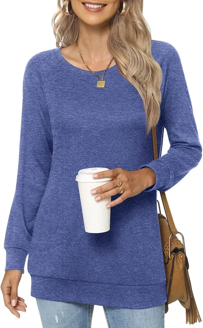 XUZHU Womens Winter Casual Tunic Tops Long Sleeve Blouse Fall Crewneck Pullover Fashion Sweatshirt