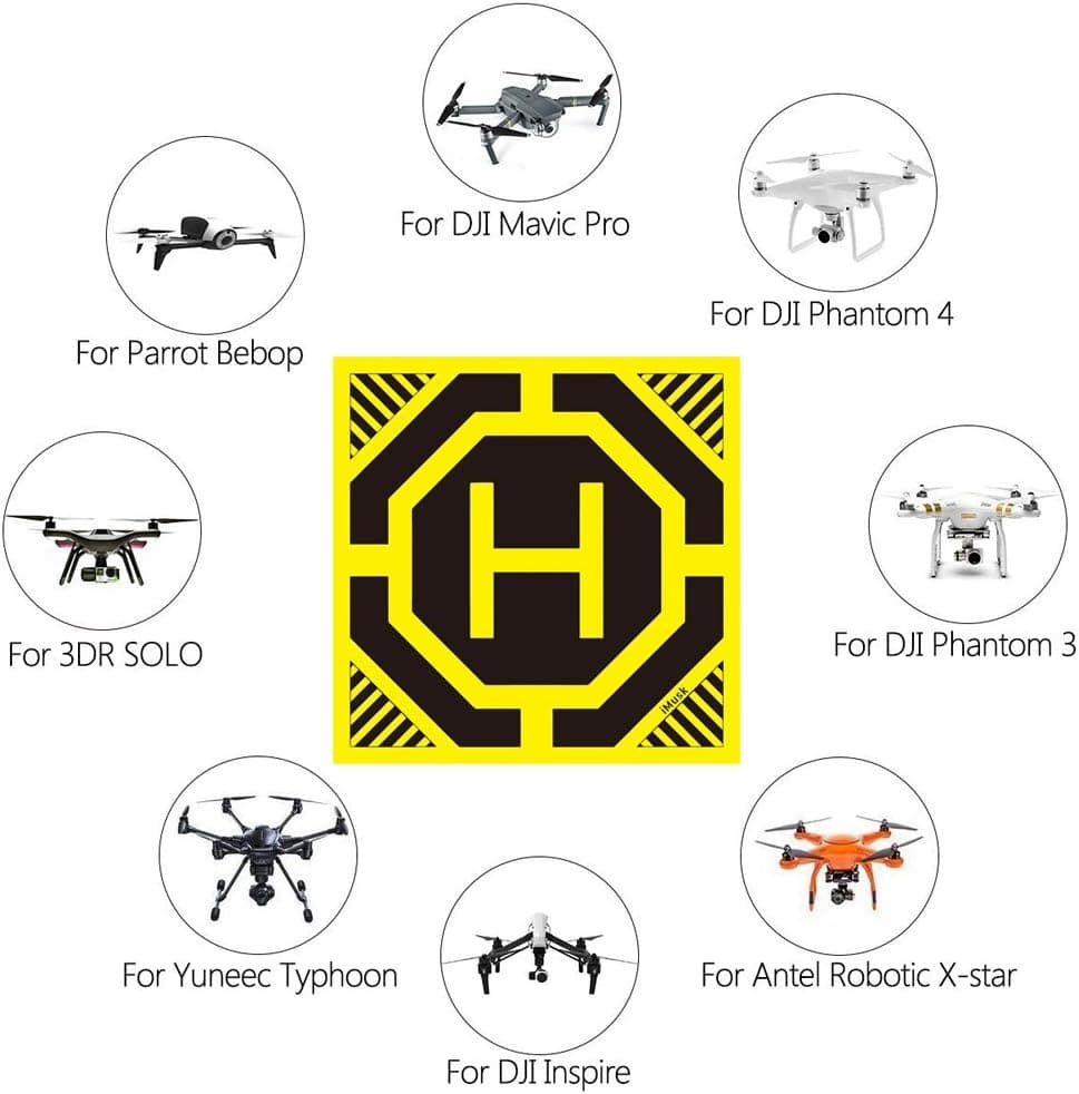Universal RC Drone Landing Pad, iMusk 18”x18” Portable Weighted Flat Rubber Landing Pad for Small UAV & FPV Drone Like DJI Mavic, Spark, Phantom, Inspire, Gopro Karma, Parrot, Syma & More